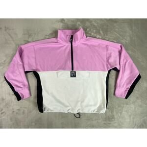 Women’s DKNY Sport Pullover 1/4 Zip Sweatshirt Size Medium Pink Black White